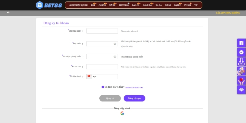 Tân binh cần đăng ký để trở thành hội viên của bet88
